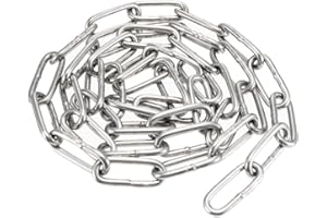sourcing map Stainless Steel 304 Hardened Proof Coil Chain 1m Length 3mm Thickness Zinc Plated