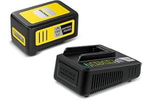 Kärcher 18 V Set Battery Power 18/50, Batterie 18 V/5 Ah et Chargeur Rapide, Batterie Lithium-Ion, Temps de Charge : 100 % en moins de 2h30, pour tous les Outils de la Plateforme d'Alimentation 18 V