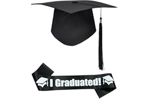 ANZONGYI 2Pcs Professional Student Graduation Hat Caps Graduation Ceremony Party Adult Bachelor Graduation Caps with Black Letters for college graduation School Disco