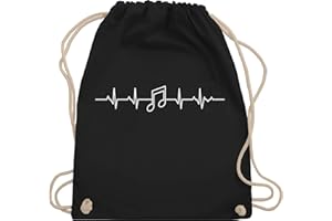 Shirtracer - Turnbeutel Rucksack - Symbol und Zeichen Outfit - Herzschlag Musik Note