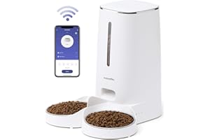 FUKUMARU Automatic Cat Feeder, 4L Dog Feeders with Double Bowls, Support DIY Meals and Timed Control WiFi Cat Food Dispenser