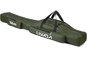 LIXADA 3 Couches Sac de Canne à Pêche 90cm/120cm/150cm Canne Pliante Portable Étui de Transport Moulinet de Pêche Sac de Rangement Étui