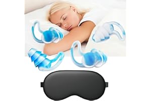 AIOUTGOGO Ear Plugs for Sleeping Noise Canceling, 2 Pairs Reusable&Washable Earplugs Sound Blocking Sleeping, Soft Silicone Noise Reduction Ear Plug with 1 Eye mask,Music, Parties, Festivals, Concerts