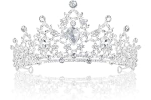 OCDSLYGB Crystal Tiara Crown with Rhinestones Comb for Girls and Women Wedding Bridal Crown Crystal Rhinestone Tiara Crown Proms Pageants Princess Birthday Party, Silvery, 10cm