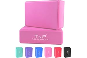 TnP Accessories. Yoga Block Brick Blocks Set of 2 Bricks 9''×6''×4'' High Density EVA Foam Pilates Exercise Gym Support Pad (Pink)