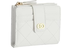 WEILIAN PU Leather Purses for Women Small Double Fold Women Wallets with Zippered Doka Ladies Wallet That Can Hold Cash Coins Cards and Banknotes White