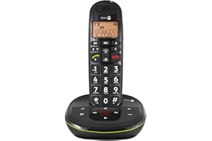 Doro PhoneEasy 105wr Téléphone sans Fil pour Seniors avec Grandes Touches, Son Amplifié et Répondeur Intégré (Noir) [Version Française] (Noir)