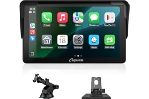 Carpuride Bilstereo, bärbar trådlös Carplay och Android auto, 7 tum 1080P HD pekskärmsradio med BT 5.0, spegellänk stöd lastbil RV instrumentfäste
