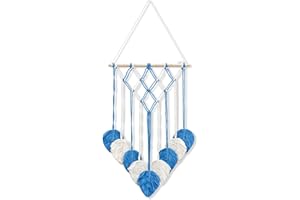 PGTC Arazzo Bohemian,Arazzo Decorativo Da Parete In Tessuto Artistico,Foglie Intrecciate A Mano,Arazzo Fatto a Mano per Soggiorno,Camera da Letto,Regalo di Nozze,Decorazione murale natalizia (Blu)