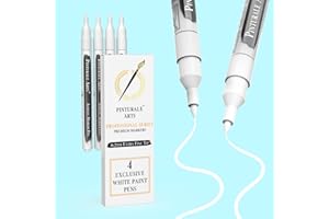 Pinturale Arts Pennarello Acrilico Bianco | Set di 4 Pennarelli Bianchi | Pennarello Bianco Punta Fine 0,7 mm | Pennarelli Acrilici Per Ceramica, Sassi, Vetro, Legno
