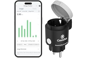 GreenSun Prise Connectée Exterieure Alexa - Prise Connectée Smart Life Exterieure Etanche IP44 Mesure Consommation Fonction Commande Vocale Contrôle APP Minuterie 16A Type E