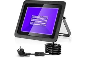 CREATESTAR Luz Negra Ultravioleta 100W 365nm, Foco de luz negra LED, Luz UV impermeable IP66, luces negras para Bar Discoteca Pinta Corporal fiesta luminosa iluminación de escenario Halloween