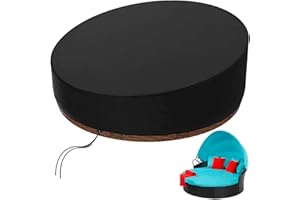 KEKAFU Sun Island Cover Waterproof Round Diameter 2 m / 2.1 m / 2.5 m, Protective Cover for Sun Island with Drawstring and Handle, Tarpaulin Sun Island Tear-Resistant 420D Oxford Fabric - Black (200 x