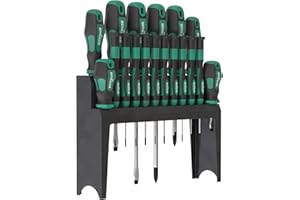 Lot 18 pcs. tournevis long, court, mécanique de précision, TX chromé avec support WIESEMANN 1893 I fente, PH et TX avec pointe magnétique I 81154