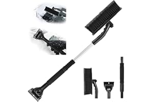 AMSIXNT 2 en 1 grattoirs à glace et brosse à neige voiture,grattoir à glace pour voiture avec balai,brosse à neige voiture ajustables,voiture balai d'hiver rétractable,raclette givre brosse à neige voiture