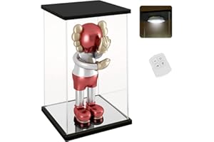 Nonemey Vetrina in Acrilico Trasparente con Luce,Teca plexiglasso per il 1000% di Bearbrick,Modello Antipolvere Vetrina Organizzatore Box,Vetrina Espositiva per Collezionismo (Nero, 40x30x76 cm)