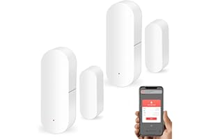 Comboss Detector de Sensor de Puerta WiFi, Sensor de Ventana inalámbrico, Alarma en Tiempo Real, Sensor de Apertura de Puerta para alertas de intrusión de Negocios, 2 Unidades
