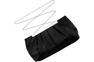 Zercart Women Envelope Clutch Bag Pleated Satin Evening Handbag Evening Clutch Bags Elegant Satin Shoulder Bags with Detachable Chain Strap for Wedding Party Prom Bridal