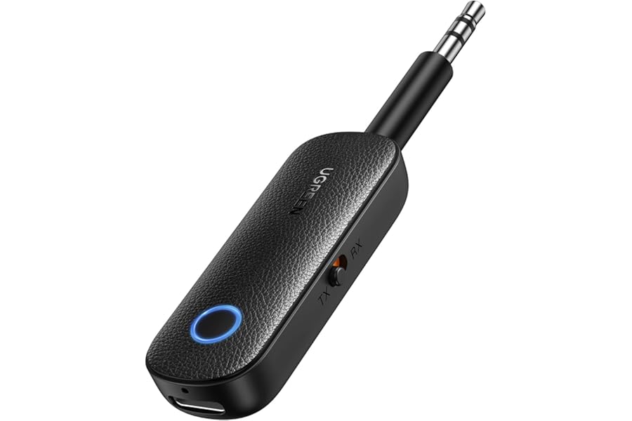 UGREEN Bluetooth 5.4 Transmitter Receiver, Dual Connection,11H Long Playtime,2-in-1 Wireless Aux Bluetooth Adapter 3.5mm for TV, Home Stereo, Airplane, Gym, Speakers, Car and More