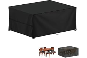 LAMUNI Funda para Muebles de Jardín, 240x140x90cm Funda Mesa Exterior Impermeable Funda Sofa Jardin, Funda Protectora para Conjuntos de Muebles Jardin, Tela Oxford 420D, Anti Viento, Rectangular