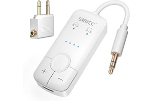 SUNITEC Airplane Bluetooth 5.3 Adapter, Airfly Dual Connection Airplane Headphone Adaptor, Support APTX Low Latency, Bluetooth 3.5mm AUX Transmitter for TV, Travel,Airlink,Gym,Tablets,Airpods
