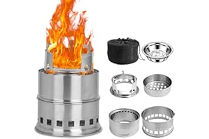 Caossuixin Portable Table Top Fire Pit, Smokeless Fire Pit with Travel Bag, Mini Stainless Steel Tabletop Fire Pits For Camping, Outdoor & Patio - Wood Burning/PelletFueled/Alcohol Block (14 * 18cm)