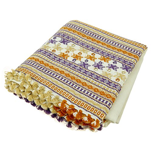 Preisvergleich Produktbild Handgemachte weiß bestickt Woll Schal - 213x91 cm Wrap für Frauen