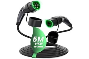 EVEEL Kabel do ładowania typu 2, 11 kW, 5 m, kabel do ładowania samochodu elektrycznego typu 2, 16 A, 3-fazowy, tryb 3, kabel do ładowania Auto typ 2 na typ 2, kompatybilny z modelami 3/S/X/Y, ZOE,