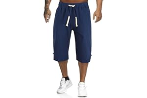 TOFOTL Bermuda Lin Homme Long Cordon Couleur Uni Casual Respirant Jogging Funky Lightweight Classique Plage Pantacourt Short