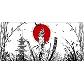 Porge Gaming Mouse Pad 120x60 cm L B&uuml;y&uuml;k Dikişli Kenar Speed Oyuncu Mouse Pad(Topographic Black) (Samurai)