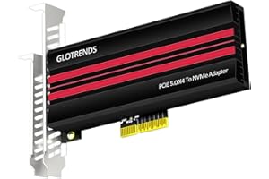 GLOTRENDS PA19 M.2 NVMe to PCIe 5.0 X4 Adapter for M.2 NVMe SSD, Large Aluminum Heatsink Cover, Regular and Low-Profile Bracket