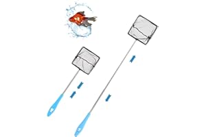 ANNCHILIO Kescher Fischnetz，Aquarienkescher mit Teleskopstiel, aus rostfreiem Stahl, zum Fangen von kleinen Fischen und Garnelen und zur Reinigung des Aquariums
