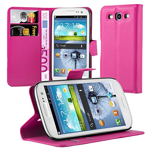 Cadorabo - Book Style Hülle für Samsung Galaxy S3 / S3 NEO (GT-I9300 / 9301) - Case Cover Schutzhülle Etui Tasche mit Standfunktion und Kartenfach in CHERRY-PINK