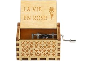 Demiawaking Carillon a Manovella in Legno Vintage Scatola Musicale Intagliato Music Box Ornamento Regalo per Compleanno, Natale, Valentine's Day (La Vie en Rose 2)