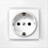 SIMON 10 SCHUKO PLUG 250V 16A WHITE | Flat and thin wall plug, female base. Includes frame, lid and mechanism.