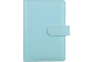 ‎HAUTOCO HAUTOCO A6 PU-Leder-Notizbuch, nachfüllbar, 6 Ringordner für A6-Füllpapier und Bargeld, Budget-Umschläge, lose Blätter, persönlicher Planer, Binder Cover mit magnetischer Schnalle, Minzblau