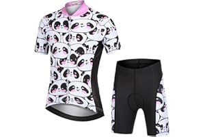 Amur Leopard Traje Maillot Ciclismo Niño Conjunto Ciclismo Camiseta Manga Corta y Shorts de Dibujos Animados Respirable de Secado Rápido