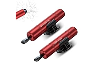 Fitbitop Notfallhammer Auto mit Gurtschneider, 2 Stück Auto Sicherheitshammer mit Gurtmesser, Kompakter Tragbarer Nothammer Auto Mechanische Feder Glasbrecher fürs Auto, Bus (Rot)