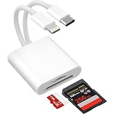 SD Card Reader for iPhone/iPad/Android/Camera, Memory Card Adapter with USB C and Lightning Connectors Double Slot for MicroS