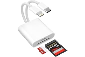 BIMKER Lector Tarjetas SD para iPhone/iPad/ Android/ Camera, Adaptador Tarjetas de Memoria con Conectores USB C y Lightning Doble Ranura para MicroSD/SD, Adaptador Tarjeta Cámara Digital, USBC SD Card Reader