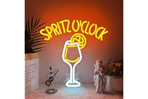 YUOGDHSIA Spritz O'clock Insegna Neon,Cocktail Neon LED Room Decor per Bar Nightclub Party Garage Sala Giochi Camera da Letto,Aperol Spritz Scritte LED Regalo Colorati per Uomini Donne USB Powered（13"*13"）
