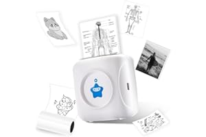 vretti TP2 sticker printer, thermal photo printer for ios and android, suitable for school, travel, White Blue