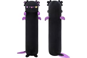 Mewaii 110CM Kuscheltier Kawaii Katzen Plüschkissen Schwarz Axolotl Stofftiere Lang Kätzchen Plüschtier Ausgestopftes Tier Spielzeug Kuschelkissen Geschenk Plüschkissen