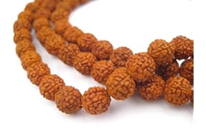 ‎STORITE Rudraksha Japa Mala Rudraksh Rosenkranz 108 + 1 Gebetskette 8 mm