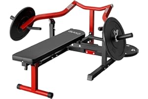 ZERELEK Chest Press Machine, Bench Press Machine with Independent Converging Arms, 1050LBS Plate Loaded Adjustable Flat/Incline Bench for Crunch Training