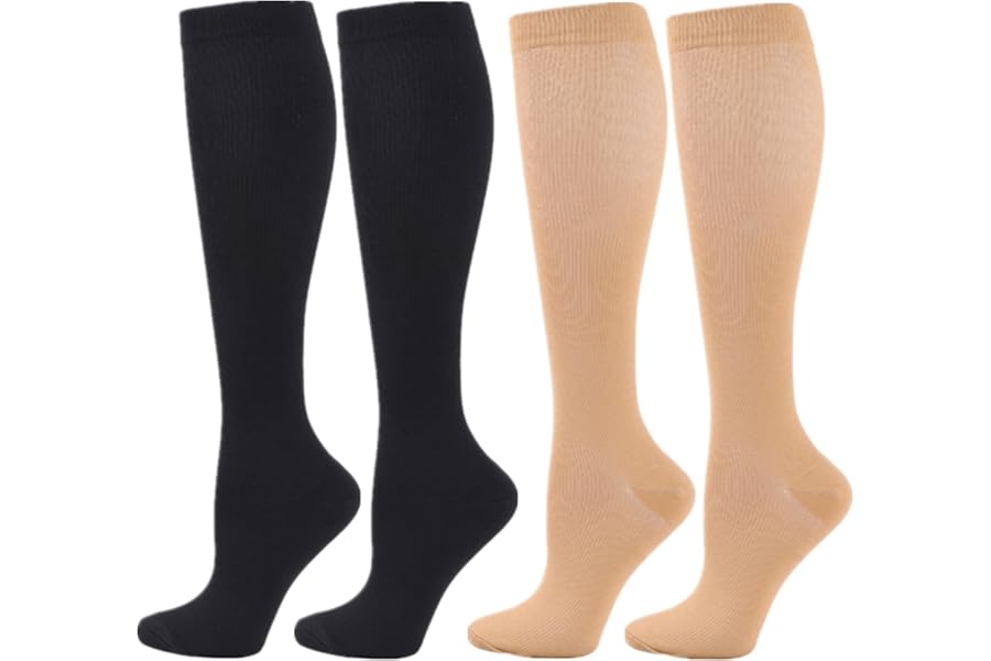 Zingso Compression Socks for Women Men, 2/3/4/6 Pairs 20-25mmHg Knee High Socks Compression Stockings for Sport, Athletic, Edema, Diabetic, Varicose Veins, Travel, Pregnancy, Nursing