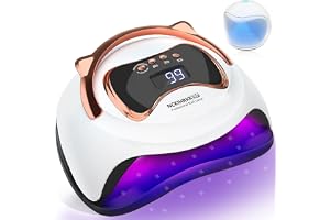 NCKIHRKK UV-lampa för gel-naglar, 180W LED-lampa för naglar med handtag, UV-lampa för naglar Professionell med mini UV-lampa, 4 timer, sensor LCD-display, avtagbar bas, för nageltork för alla