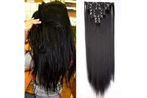 SEGO Extension Clip Capelli Lisci Lunghi 65cm 8 Fasce Extensions Sintetiche Posticci Donna Full Head 140g #2A Nero Naturale