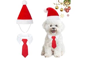 MELLIEX 2 Stück Weihnachten Hundekostüm, Hunde Katzen Weihnachtsmützen und Krawatte Weihnachtskostüm Zubehör Set für Haustier