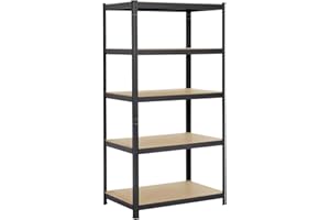 Yaheetech 180 x 90 x 60 cm Étagères Charge Lourde Clipsable Résistant Capacité 875 kg Meuble de Rangement Garage Cuisine Chambre Noir 180 x 90 x 60 cm